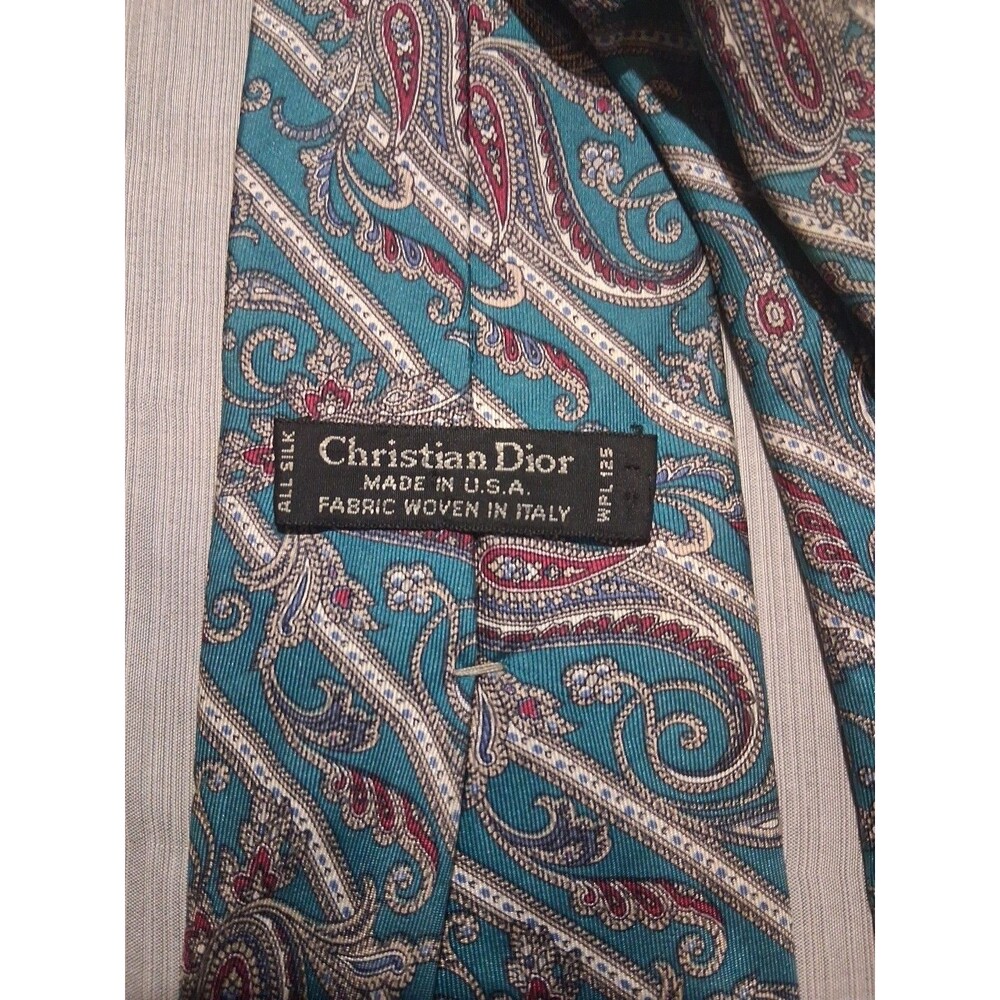 Christian Dior 100% Silk Tie Vintage Made in USA Men's Blue - Picture 2 of 4